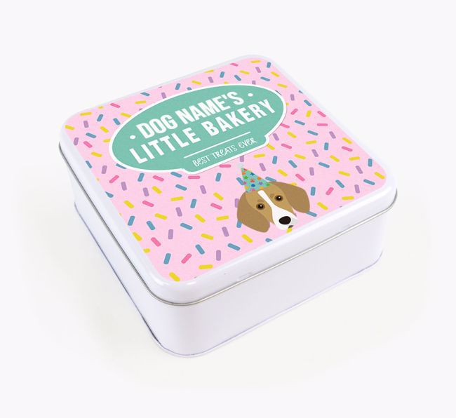 'Little Bakery' Square Treat Tin with {breedFullName} Icon